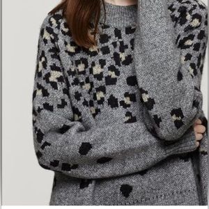 Rag & Bone Isadora Leopard Wool Blend Oversized Sweater